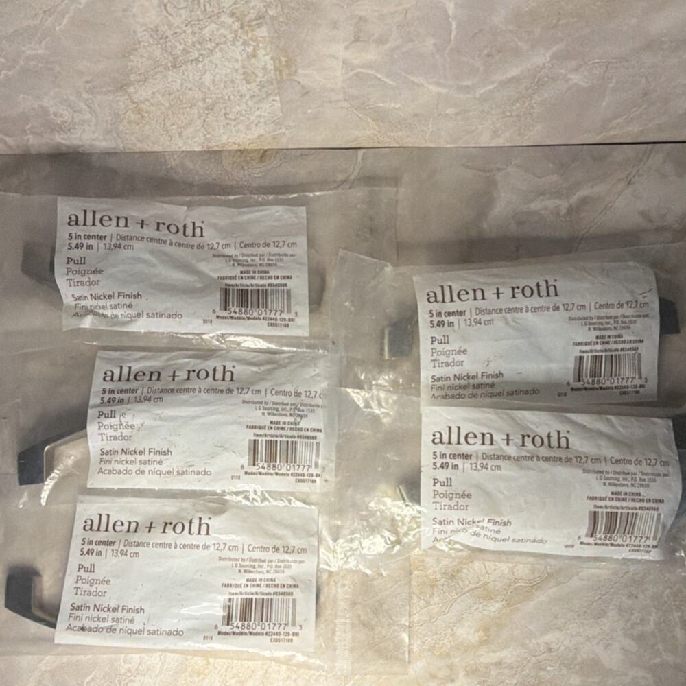 allen + roth Metal Cabinet Pulls Satin Nickel 5 in Center Silver 5-Pack